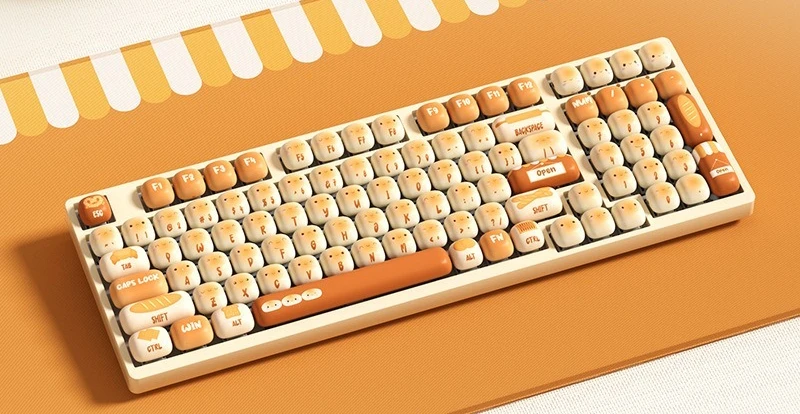 

Magic Geek X AKKO Steamed Bread Paradise Theme Keycap Cute Personality Cross Mechanical Keyboard Cap Five-sided Sublimation