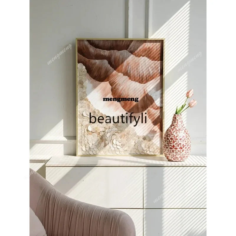 

Cream wind shell decorative painting hand-painted living room entrance sofa background hanging paintingX