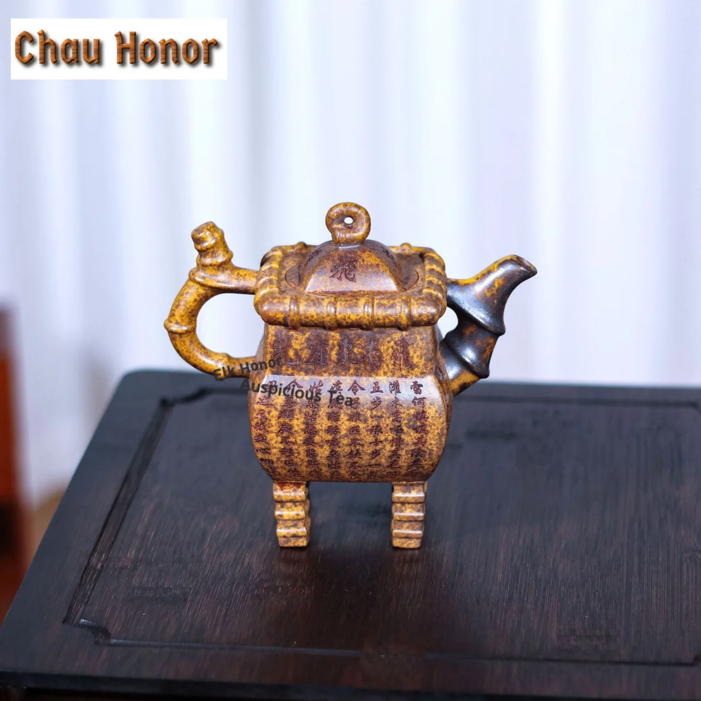 250ml Yixing Purple Clay Teapots Handmade Square Bamboo Stone Pot Dragon Bone Gold Sand Tea Maker Kettle Chinese Zisha Teaset