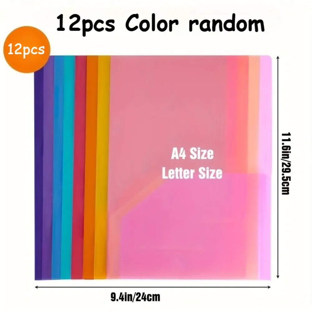 12pcs Candy Color A4/Letter Plastic Folders, 2-Pocket File Organizer for School Office Home