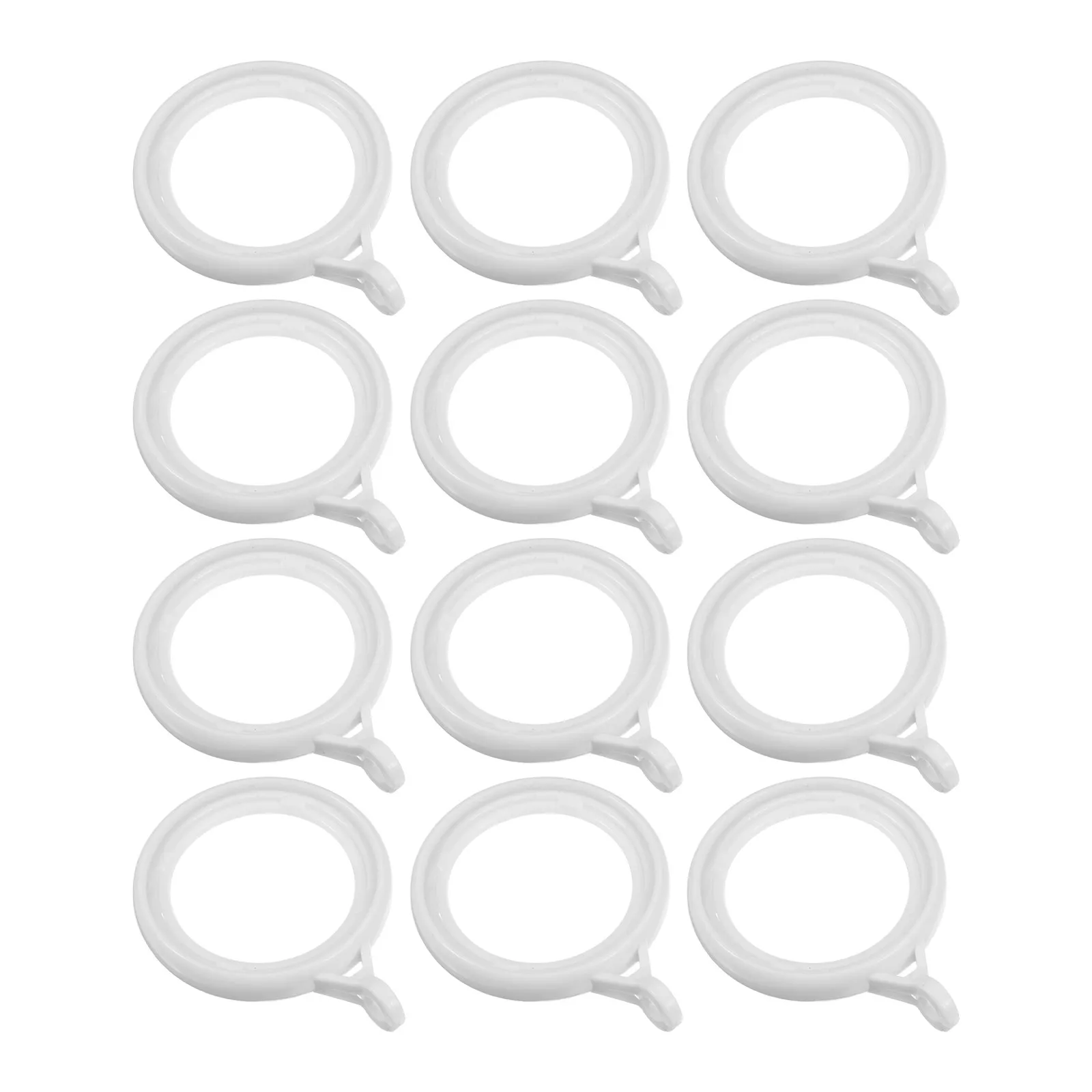12Pcs Curtain Rings Plastic Reliable Eyelet Drapery Rings for Curtain Rod Sliding and Hanging Eyelets for Curtains