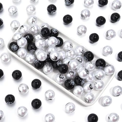 10pcs Printed Acrylic Bead 16mm Pearl Imitation Color Loose Spacer Beads for DIY Bracelets Earrings Jewelry Making Accessories