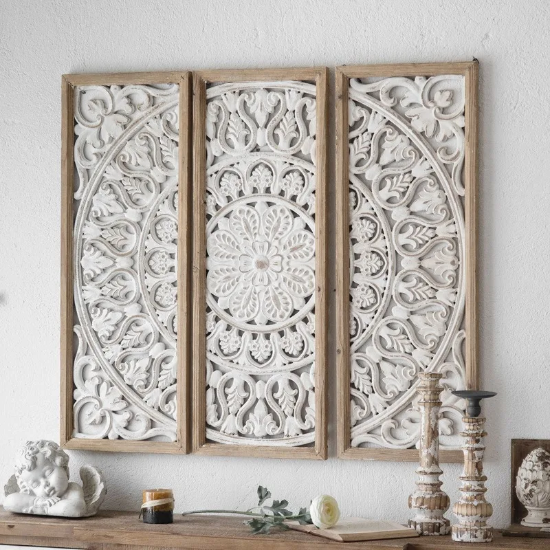 

Carved wall ornaments porch decorative pendants sofa background wall Christmas retro murals