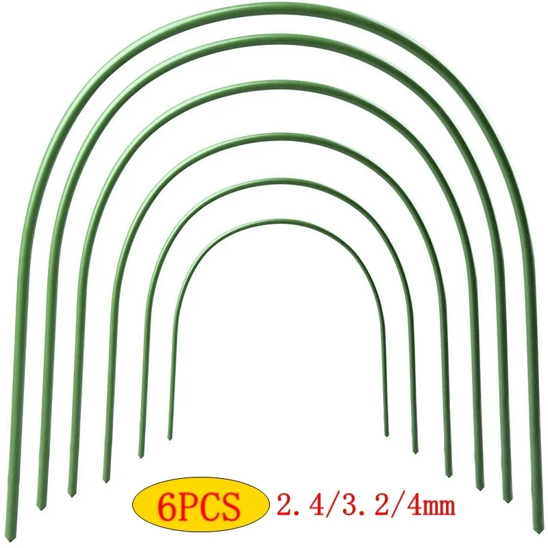 6 Pcs 2.4/3.2/4mm  Greenhouse Hoops Plant Hoop Grow Garden Tunnel Hoop for Plant Cover Support Holder Agricultural Tools