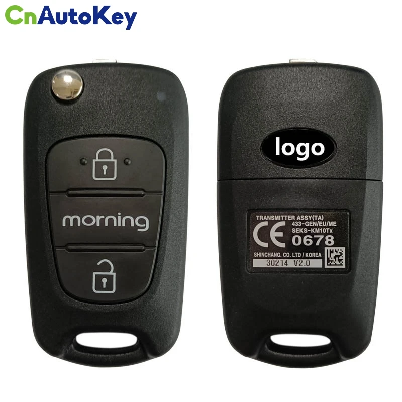 CN 051132   OEM PN 95430-1Y000 para Kia MORNING 2011+ control remoto abatible 2 botones FCC SEKS-KM10TX 433MHz sin Chip 95430-1Y200