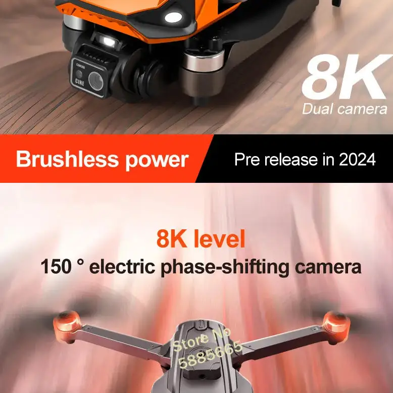 8K ESC Aerial Photography WIFI FPV RC Drone 2.4G Brushless Optical Flow Flash Lamp Obstacle Avoidance Remote Control Quadcopter