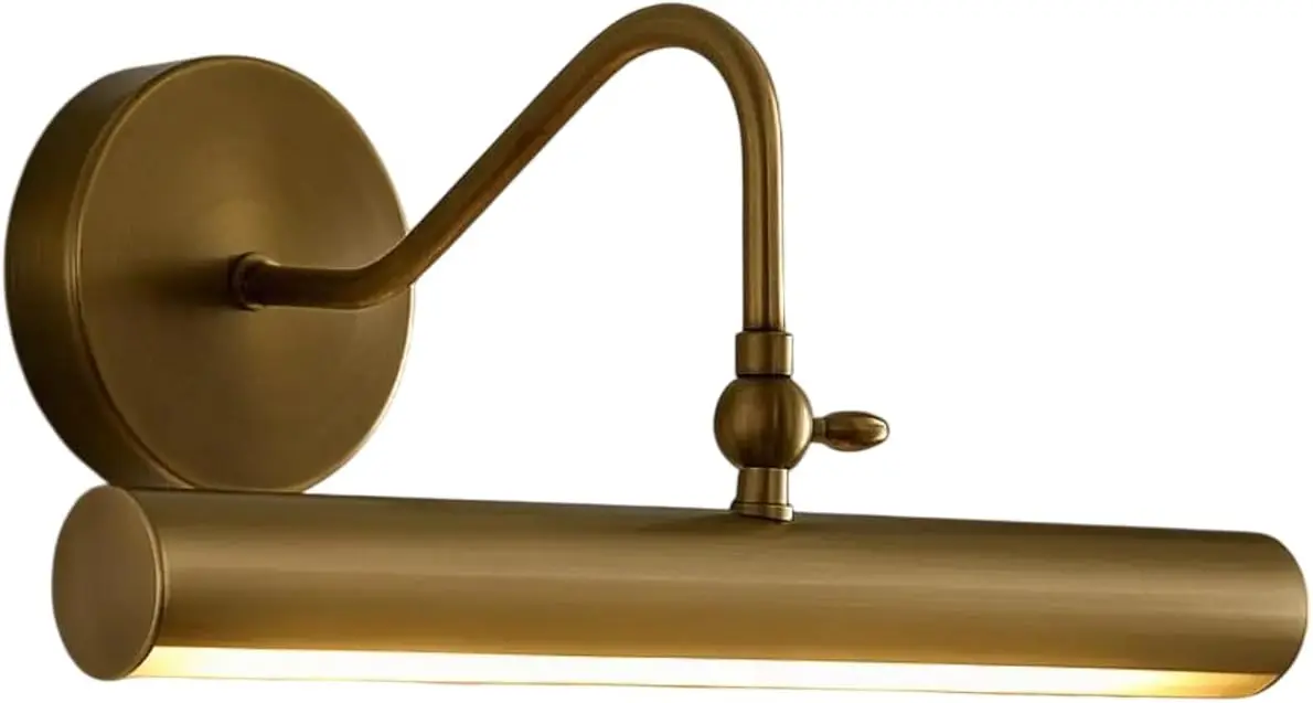 

1940s Mid-Century Modern Brass Picture Light – Vintage Solid Brass Wall Sconce, Antique Gold Art Display Lamp, Adjustable Galler