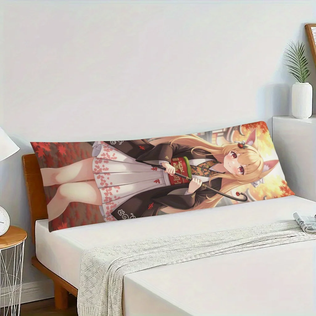 Anime-Style Full-Body Pillowcase with Zipper Closure, Hypoallergenic Polyester, Machine Washable, Side and Back Support Design,