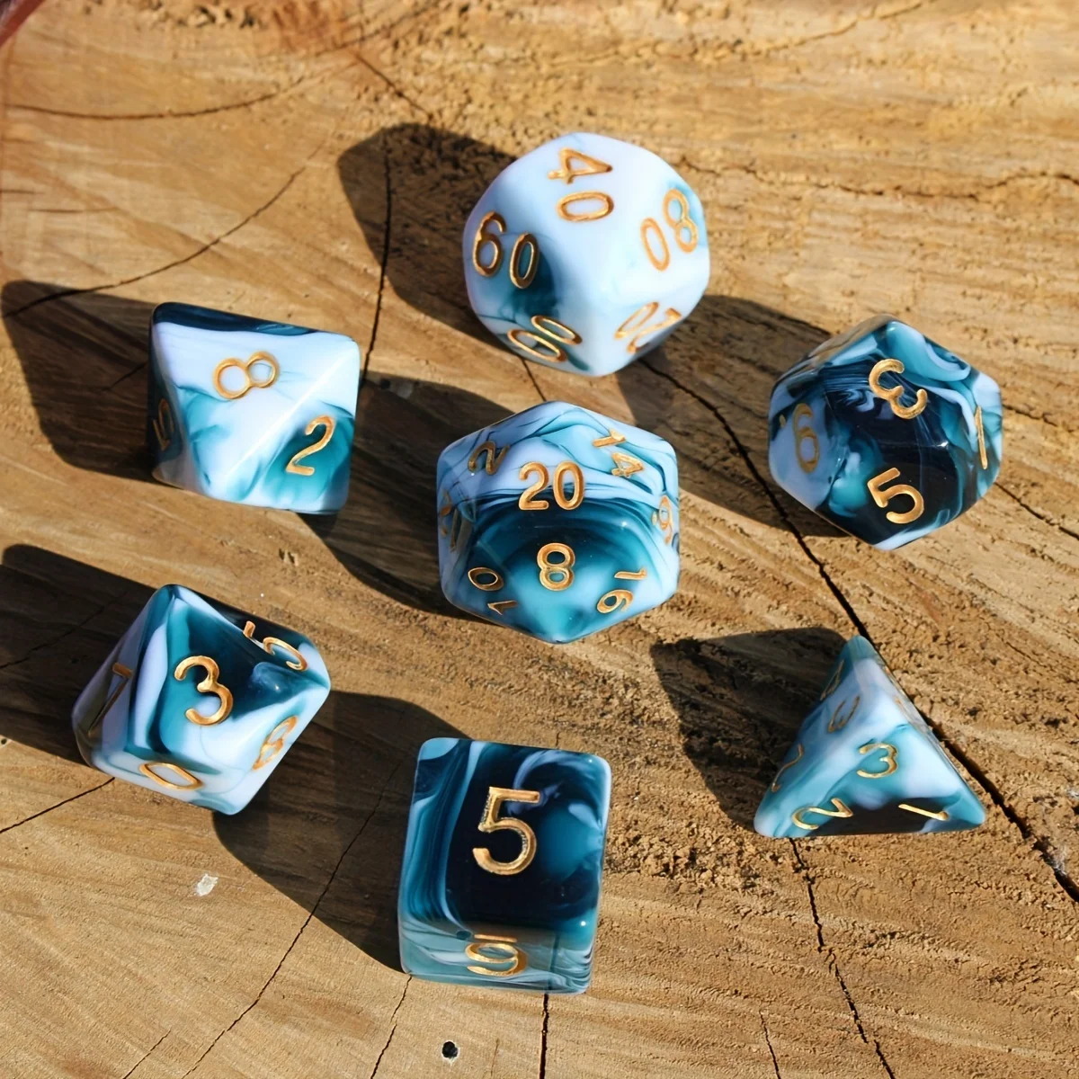 7Pcs/Set Blueberry Marble Dice for DND Dungeons and Dragons Table Games D&D RPG Tabletop Roleplaying