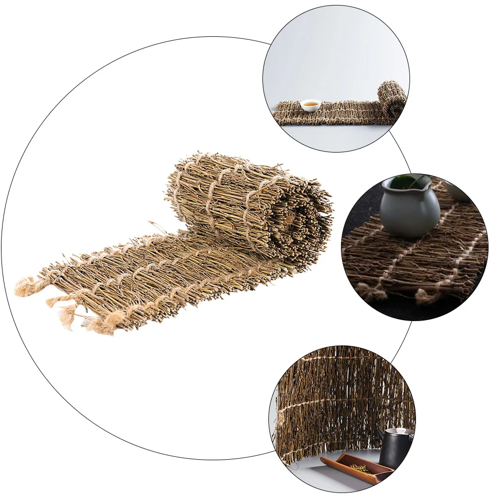 

Bamboo Branch Background Props Tea Cup Woven Cushion Vintage Photo Coffee Mat Photography