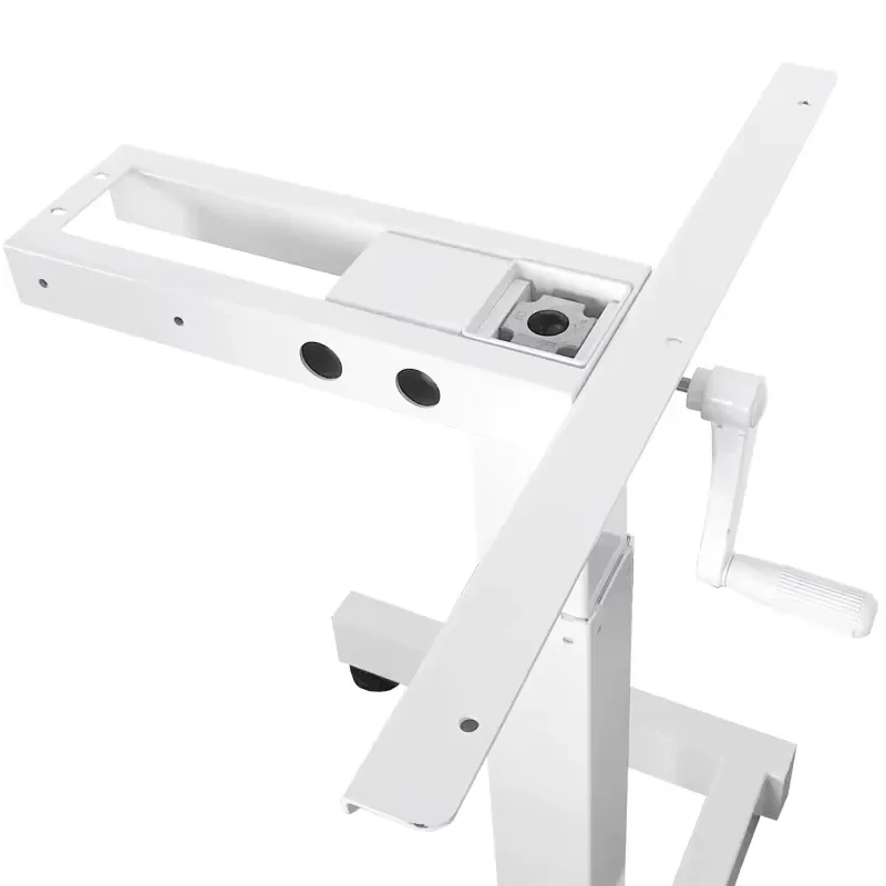 Hand Crank Standing Desk Mobile Computer Cart Height Adjustable Laptop Table Portable Sit Stand Podium Rolling Workstation