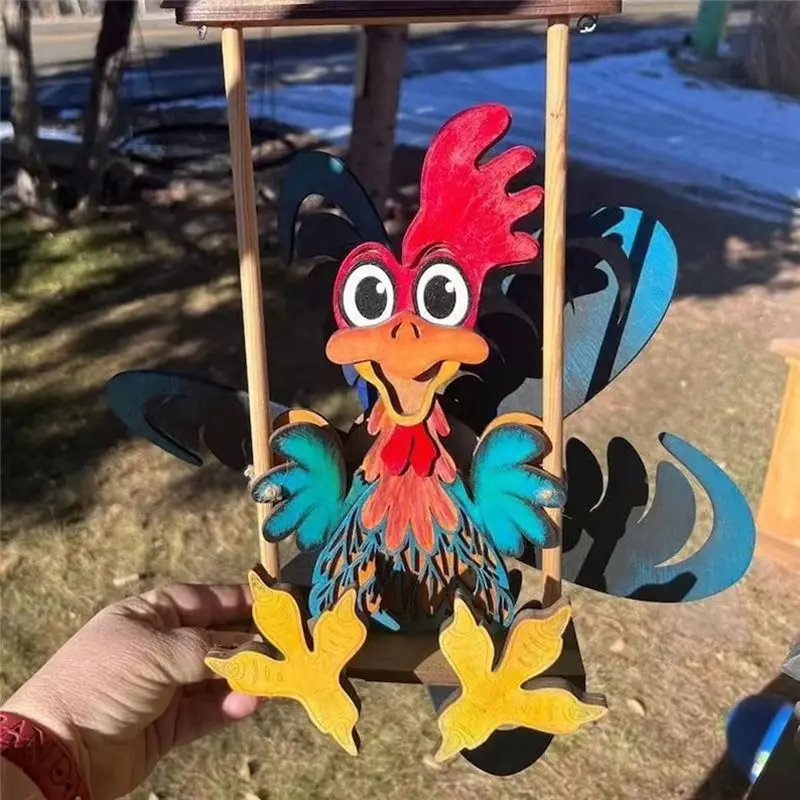PZHI Funny Animal Wind Spinner, Rooster Bike Rider Windmill, Outdoor Garden Art Decoration, Courtyard Yard Ornament, Unique
