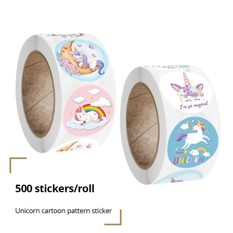 500pcs Cartoon Unicorn Sticker Kids Reward VintageSticker Gift Decoration Label Teacher Encouragement Student Stationery Sticker