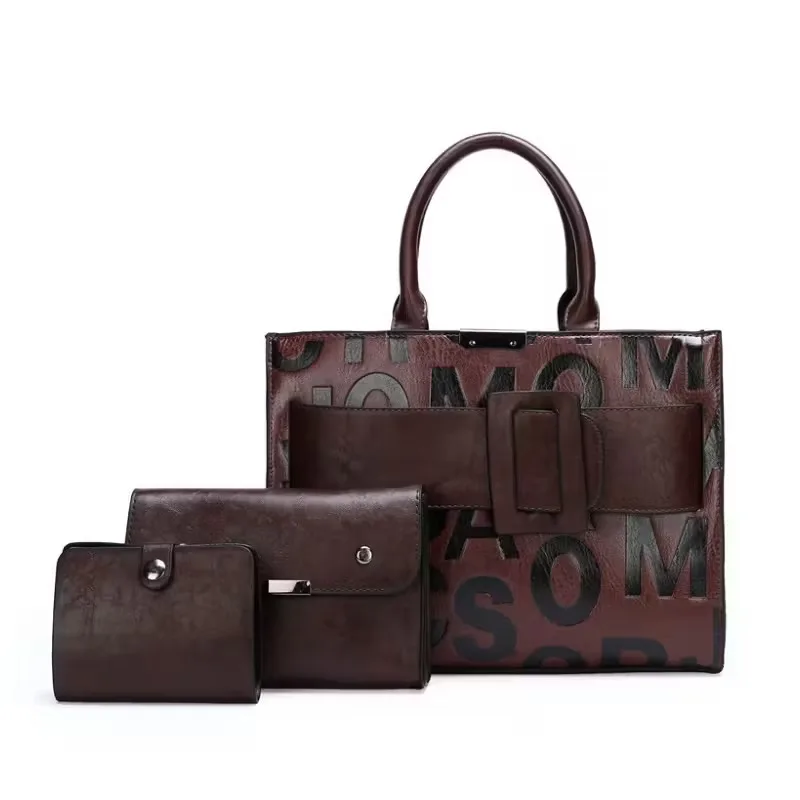 

Женский набор из 3 предметов с тиснением монограммы, набор больших вместительных сумок, съемный диагональный ремешок