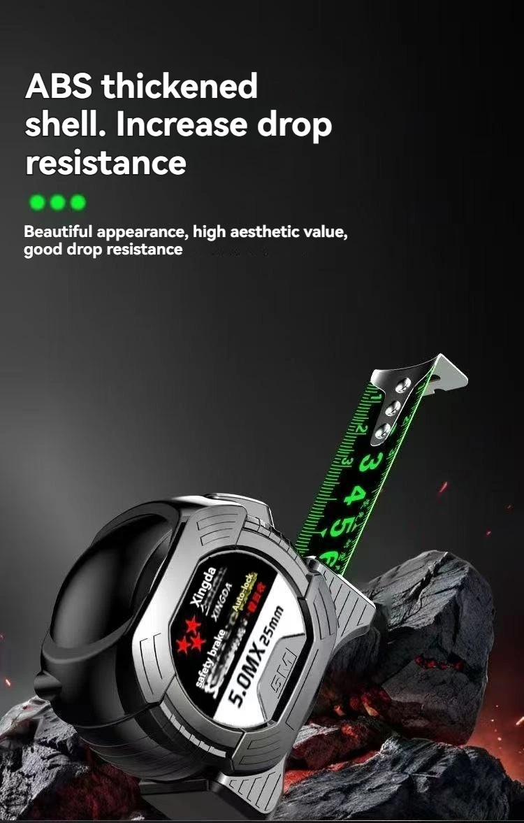 New Fluorescent Steel Tape Measure, Thickened and Wear-Resistant Self-Locking Tape Measure, 5m Household Engineering Measuring Tape, Anti-Fall High-Precision Tape Measure
