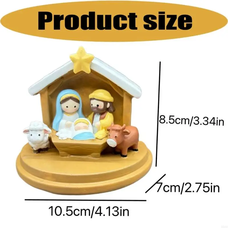 Weihnachten Krippe Szene Dekore Religiöse Heilige Familie Harz Krippe Szene Figur Für Ferienhäuser Display Ornament B03E – Detail 6