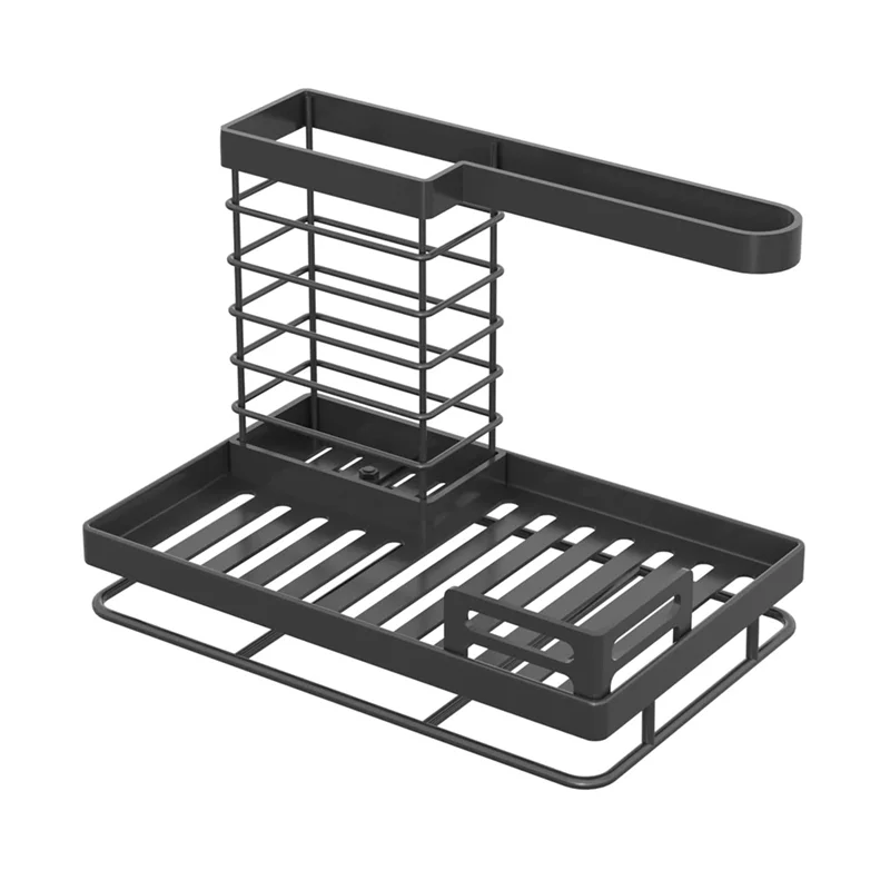 L74A Sink Organiser Sink Kitchen Stainless Steel Storage & Organisation Sponge Holder with Drip Tray, Kitchen Aid