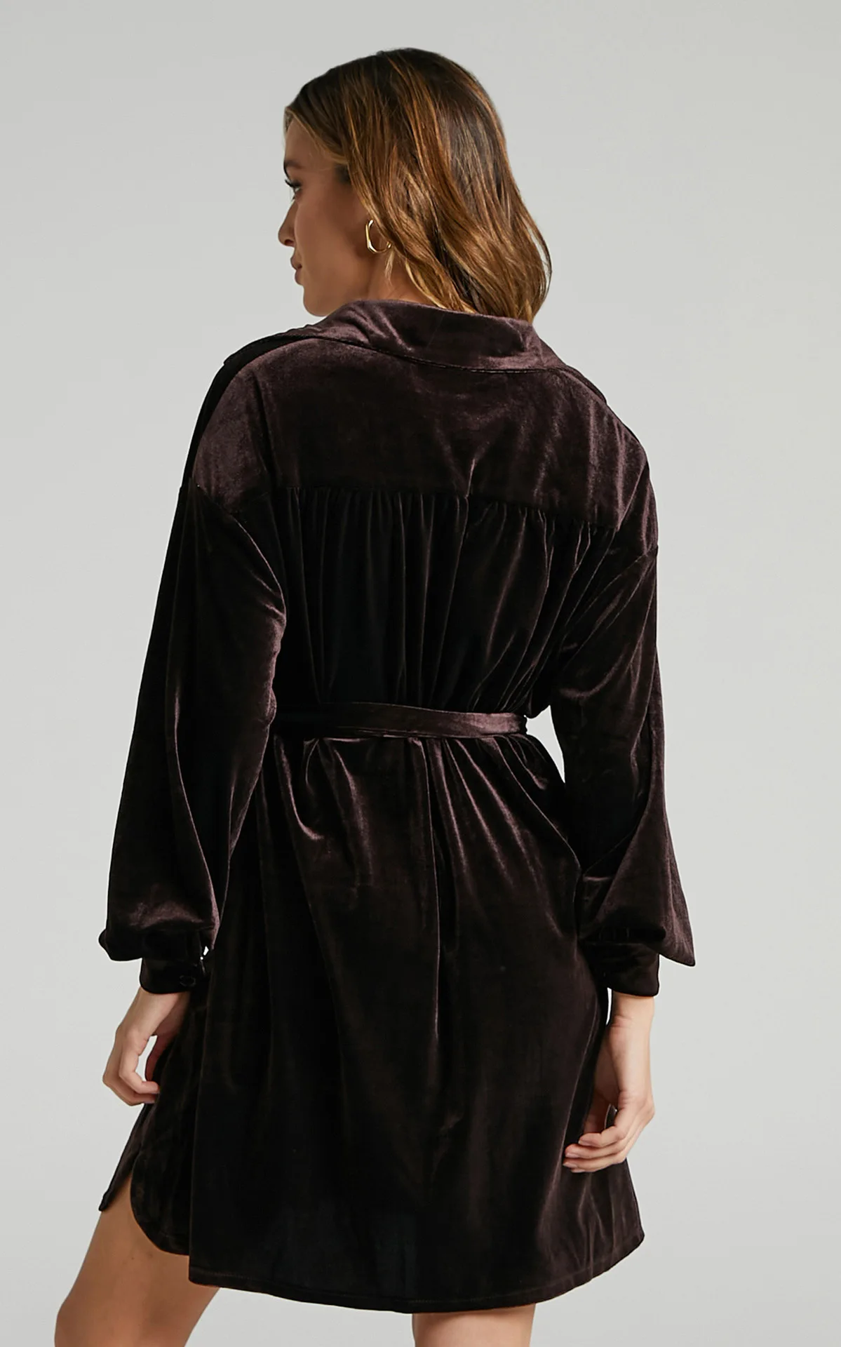 Casual Velvet Shirt Dress Women Clothing Soild Loose Single Breasted Long Sleeve Mini Dresses with Pockets Lady Chic Streetwear