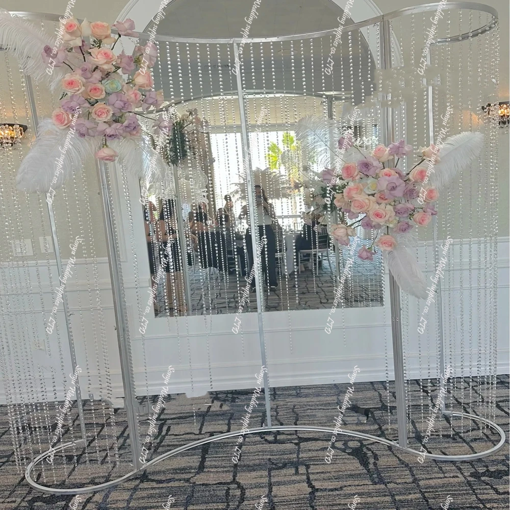 

1pcs acrylic Crystal Curtain Tree Shaped sliver Floor Stand Wedding Background aisle decor stand Other Wedding Decoration