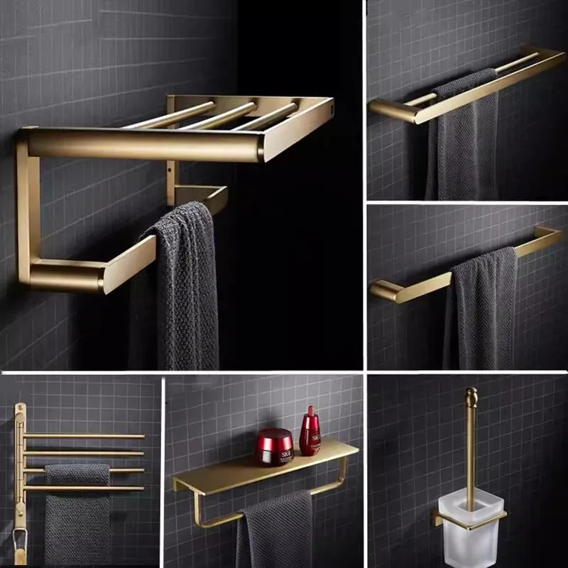 

Матовое золото Аксессуары для ванной комнаты Полка для ванной комнаты Вешалка для полотенец Держатель для бумаги Держатель для туалетной щетки Вешалка для полотенец Латунная фурнитура для ванной