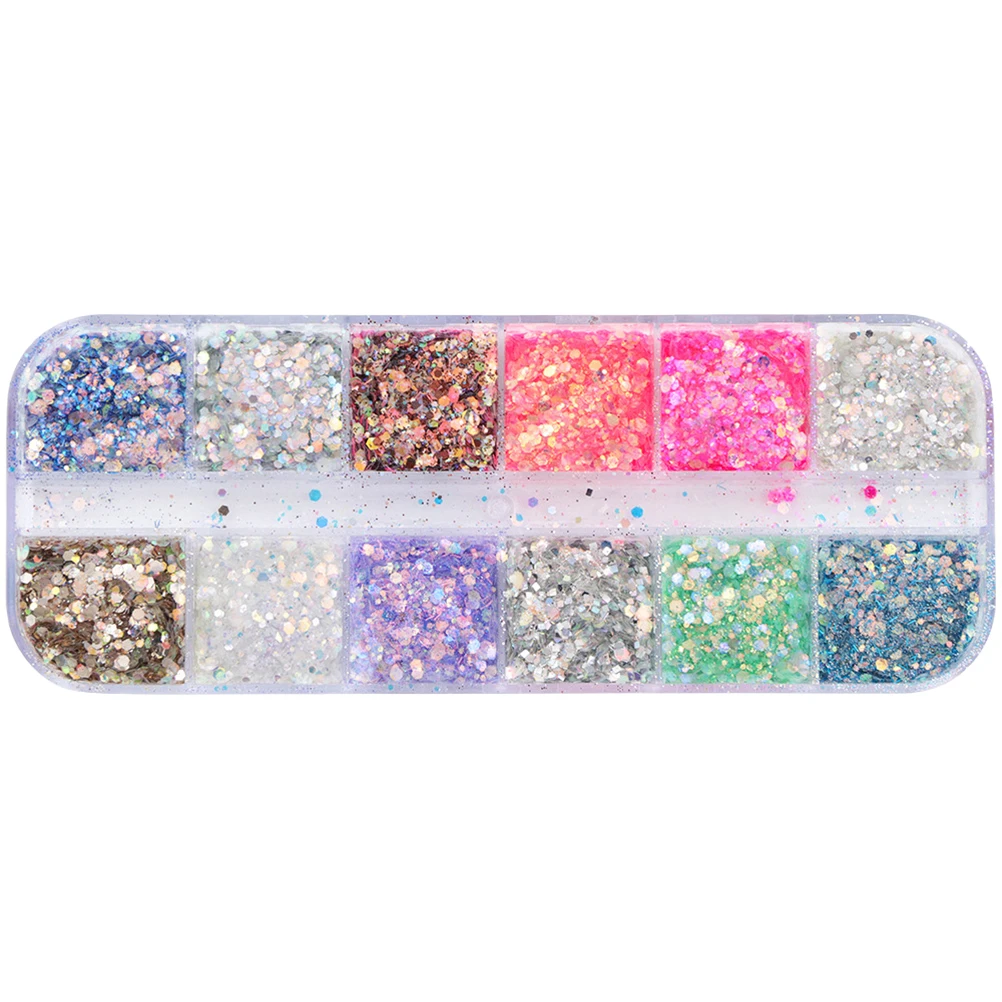 

12 Compartments Nail Sequin Chips Sequins Paillette Stickers C y Glitter Durable Lightweight Premium Materials Colorful Design
