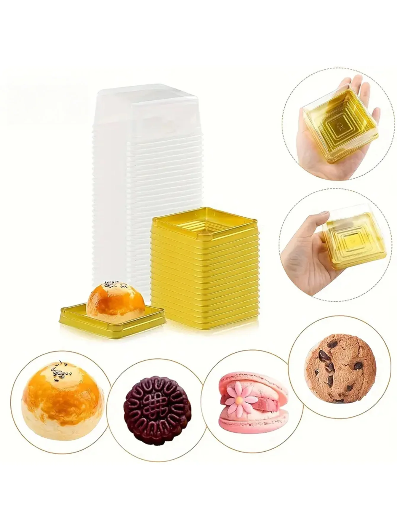 16 cake boxes with transparent lids, Chinese pastry boxes, cake pastries, used for cakes, chocolates, cookies,