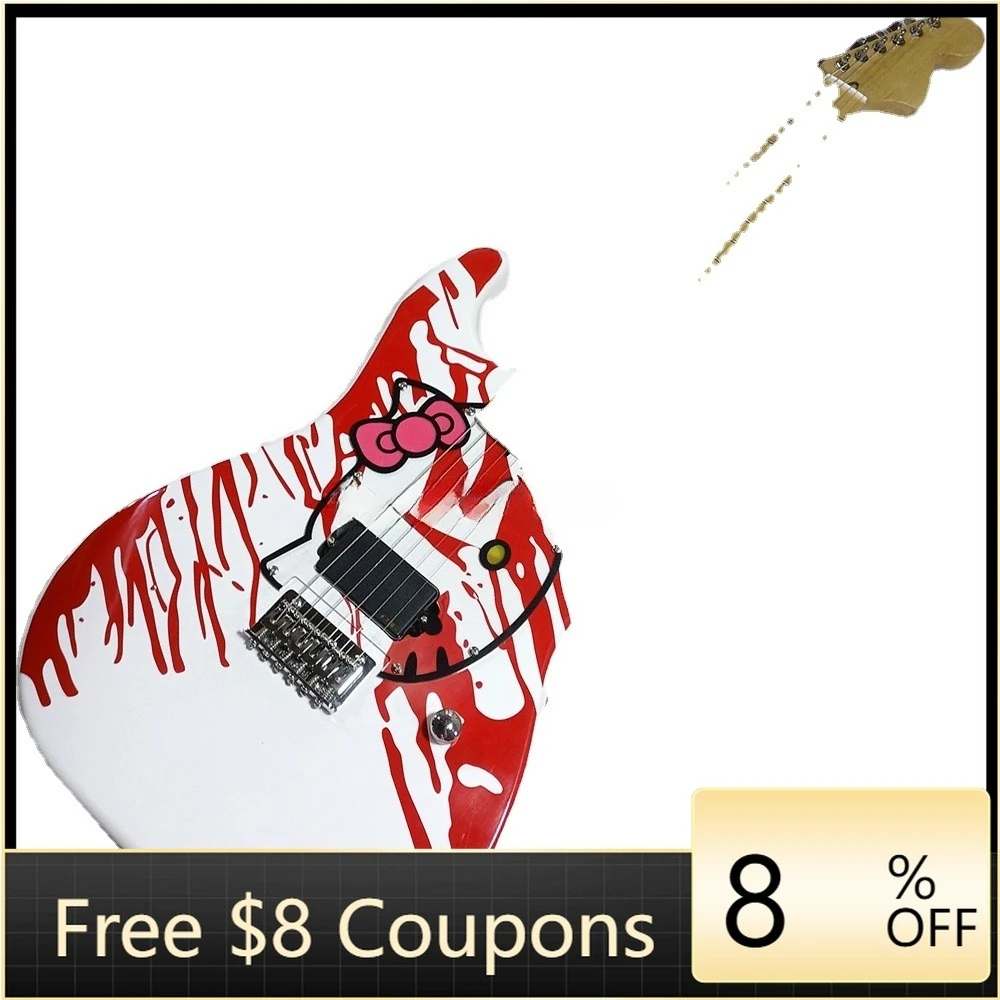 

STLFFlyoung Hot Selling Stringed Instruments Cheap Chinese Guitar Red Pattern with Cat Pickguard