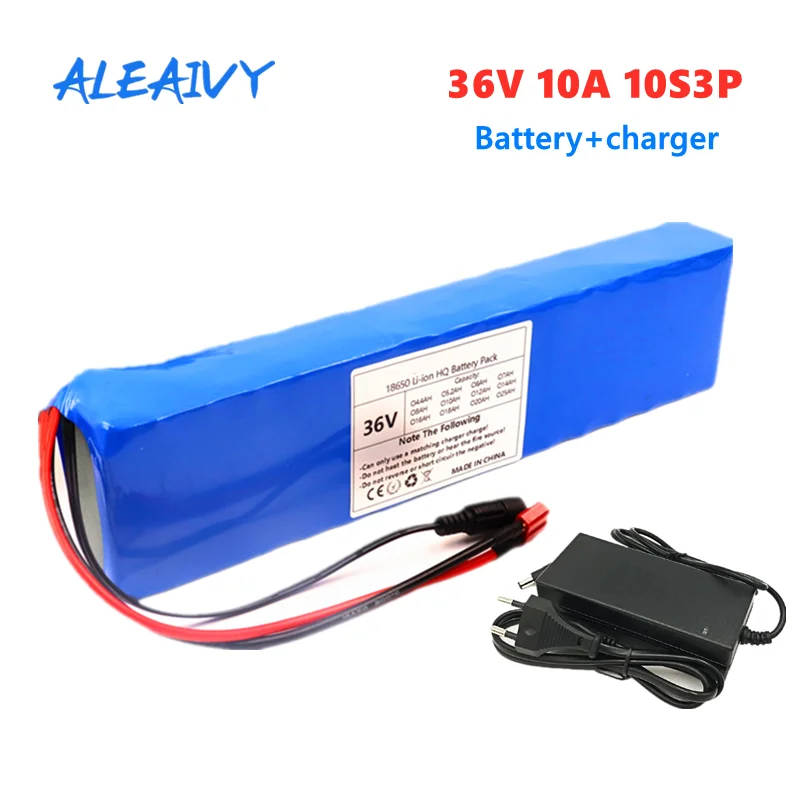 

Aleaivy 36V 10Ah 10S3P battery pack, with 15A discharge BMS, suitable for 42v 500w electric bicycle Kick scooter+42V charger