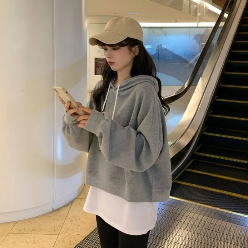 Cropped Plain Outerwears Essential Korean Clothing on Promotion 90s Vintage Women's Hoodies Sweatshirts Cheap Female Hooded Top