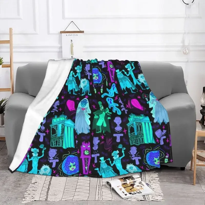 Haunted Mansion Throw Blanket Sofa Fleece Warm Flannel Halloween Grimace Blankets for Bedroom Office Couch Bedspreads