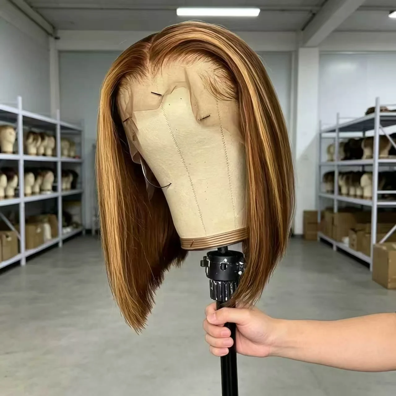 Highlight Short Bob Straight Wig 13x4 Swiss HD Lace Front Human Hair Wig Pre Plucked Hairline with Baby Hair Natural Color 10-14 Inch 180 Density Short Bob Wig for Women