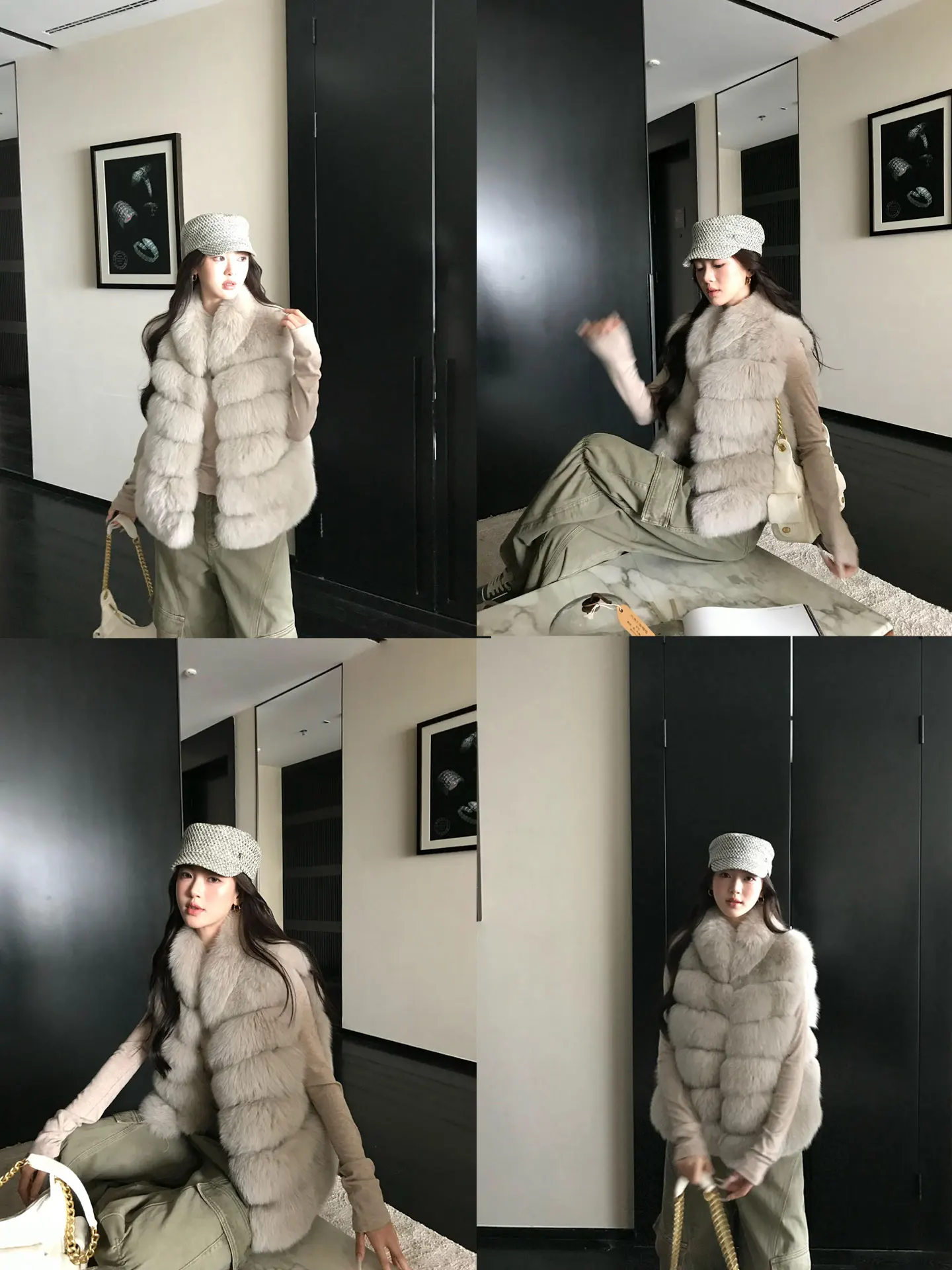Imported fox fur vest for women's 2025 winter new style fur coat, fashionable and youthful