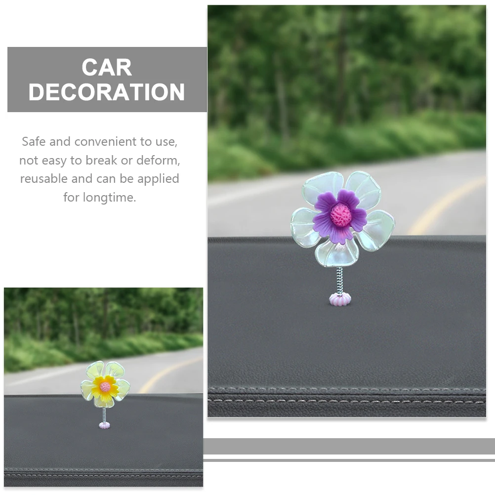 

5pcs Simulated Flowers Miniature Shaking Head Dashboard Car Decorations Reusable Spring Resin Flower Ornaments Car Decoration
