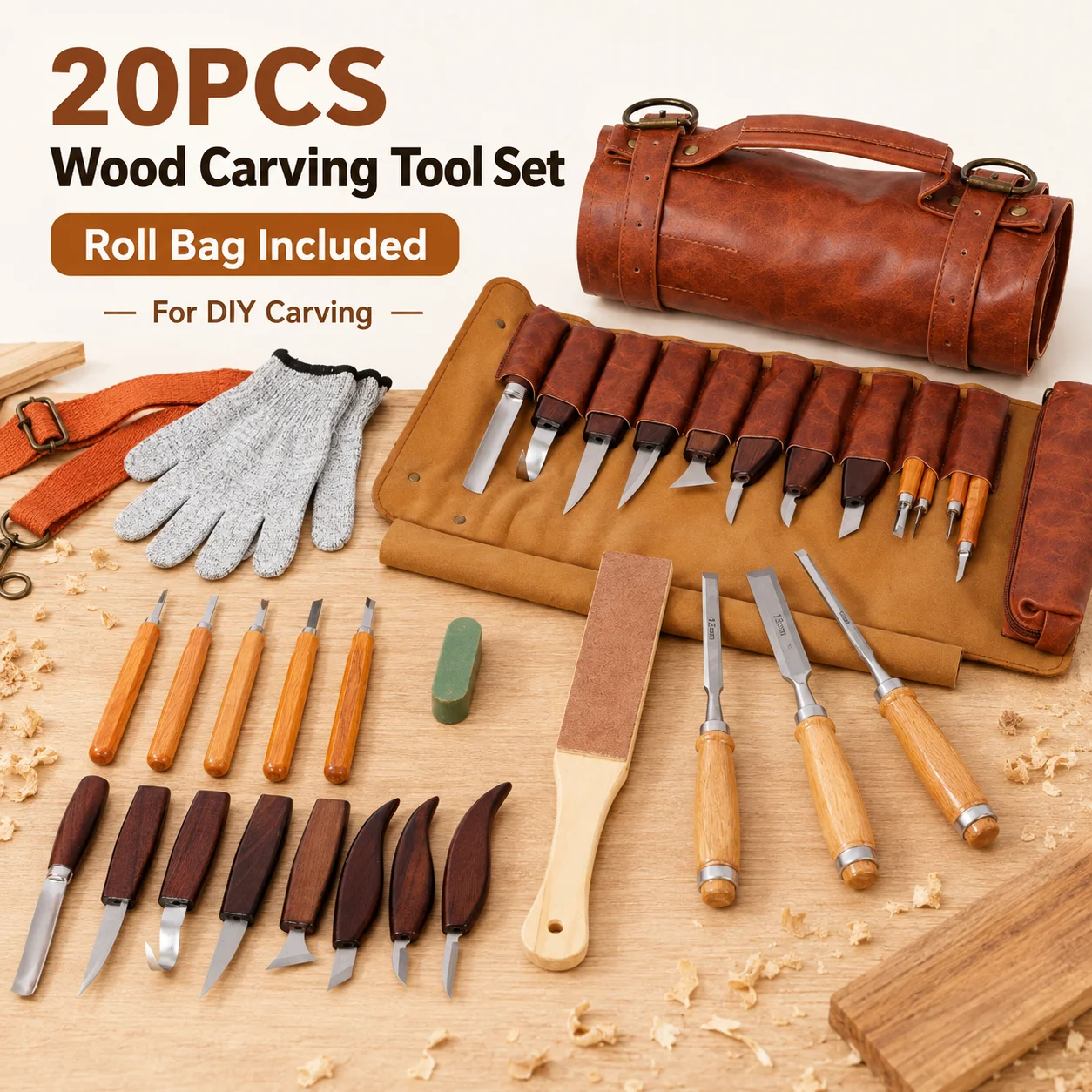 Woodworking Kits For Beginners - 20PCS Set Alat Ukir Kayu, Kit