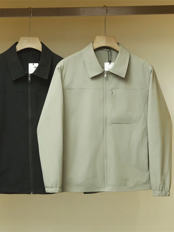 High-End Business Casual Men's Jacket Lightweight Zipper Coat Spring Autumn Style Polyester Fiber Long Sleeve Regular Fit