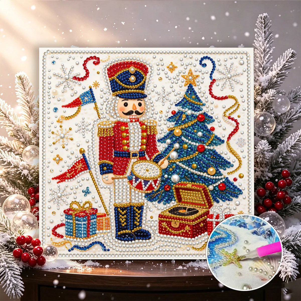 1Set  30X30CM/11.8in  Diamond Painting Art Set DIYNutcracker Soldier Pearl Painting Craft Kit Quick Completion Beginner Gift