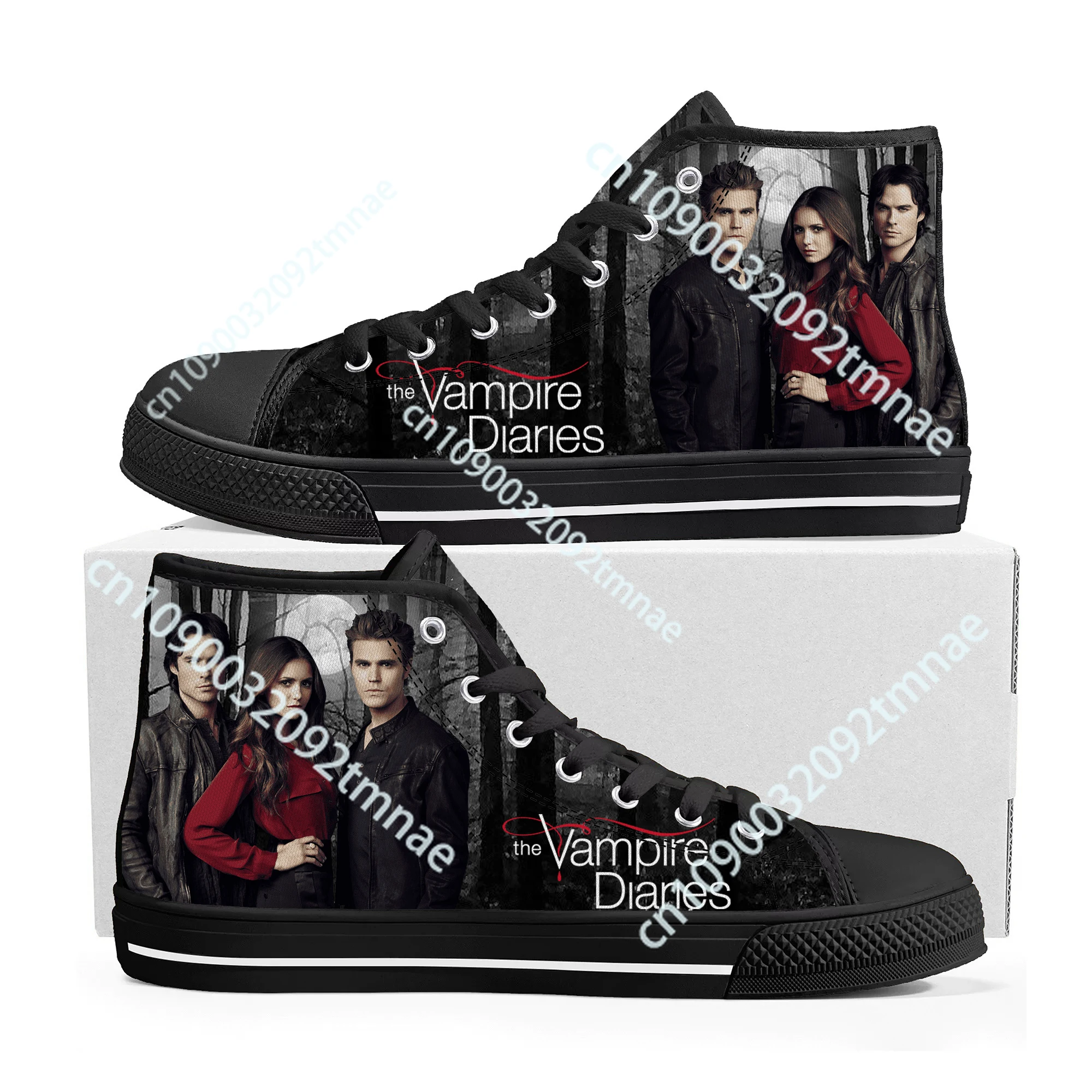 

The Vampire Diaries Damon Salvatore High Top Sneakers High Quality Mens Womens Teenager Canvas Sneaker Couple Shoes Custom Shoe