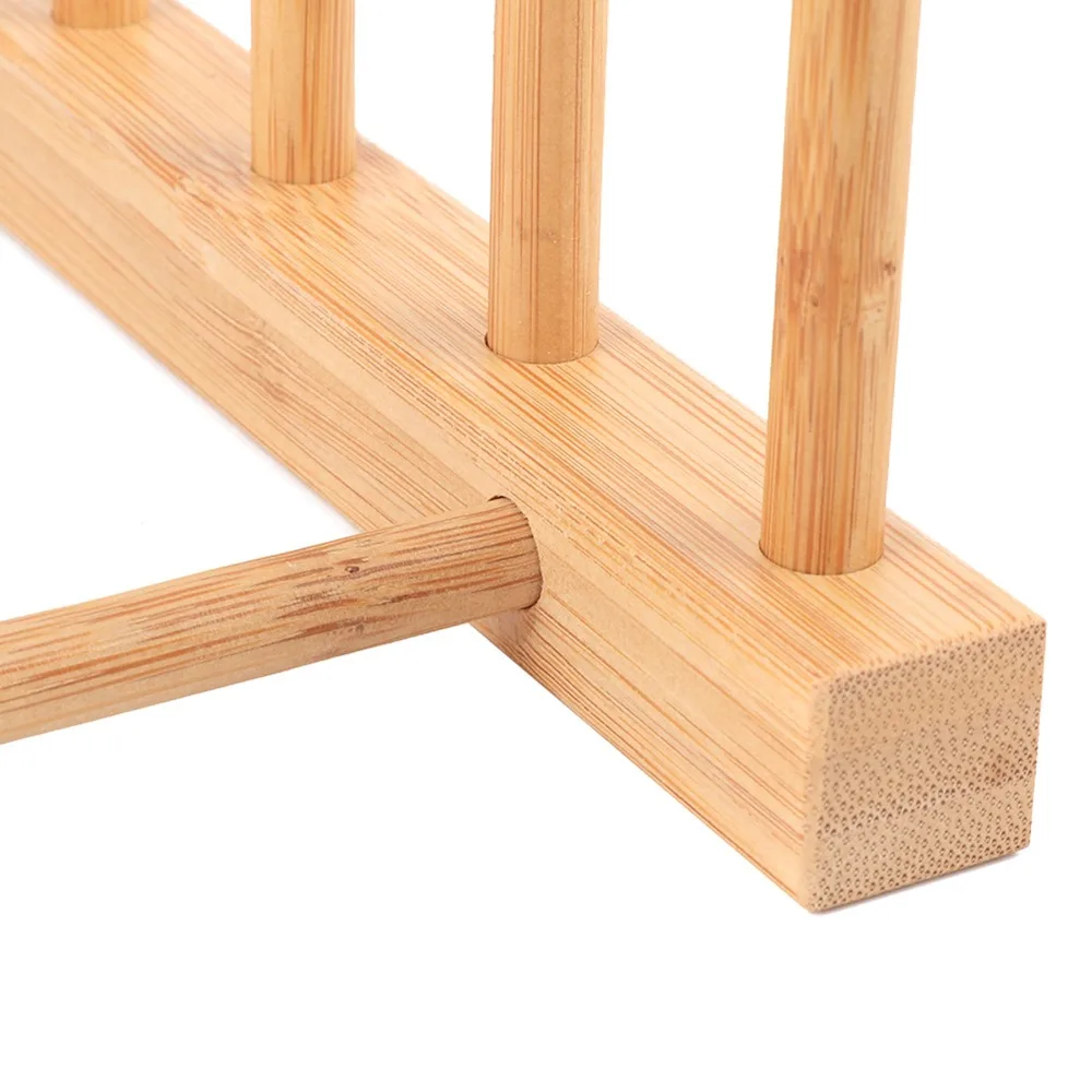Bamboos Dish Drying Rack Multi-layer Storage Drainage Groove Tableware Storage Shelf Smooth Polished Thick Support Frame