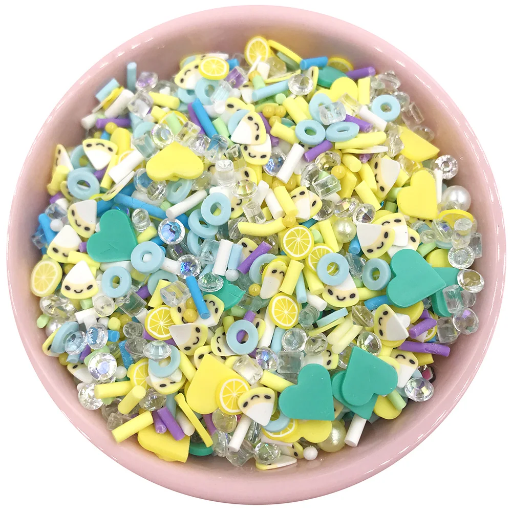 50g/lot Cute Slime Kit Polymer Clay Supplies DIY Strawberry Heart Mix Sprinkles Filler Decor Accessories For Fluffy Cloud Clear