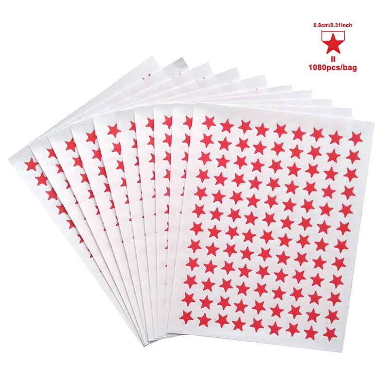 10 Sheets/Pack Red Five Pointed Star Stickers Encouragement and Reward Stickers for Primary School Students Praise Stickers