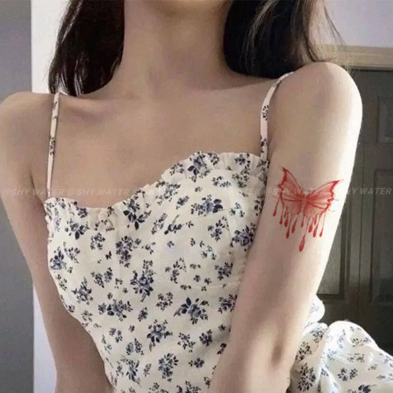 3pcs Dark Sexy Bloody Spirit Wing Tattoo Sticker Wholesale Fake Tattoos for Women Tatoo Art Festival Hotwife Temporary Tattoos