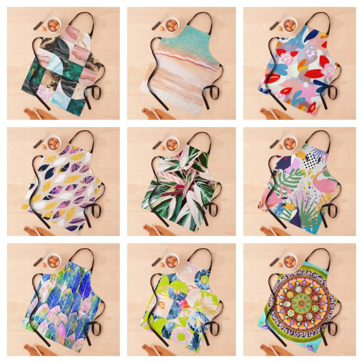 1 szt. Wzór w rośliny fartuch sprzątanie domu do gotowania w kuchni jasnym kolorze fartuch kuchenny do pieczenia nadruk dekoracyjny fartuch ochronny