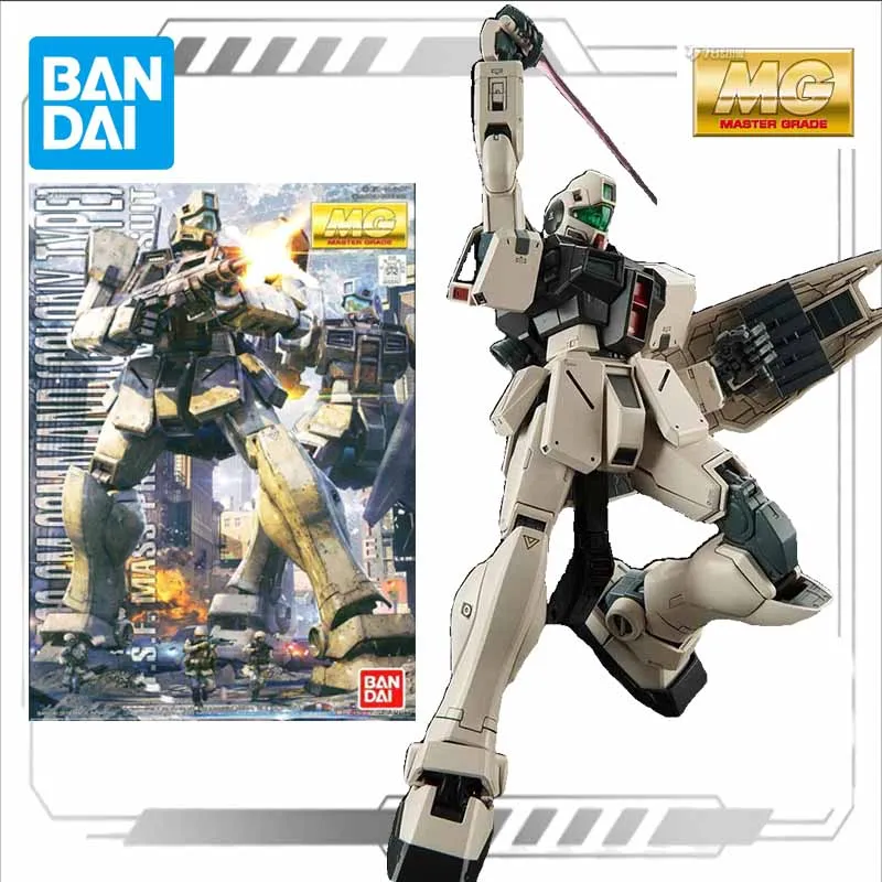 Bandai Original Model Kit MG 1/100 RGM-79G GM Command Anime Action Figure Assembly Model Toy Robot for Boys Foam Box Packaging