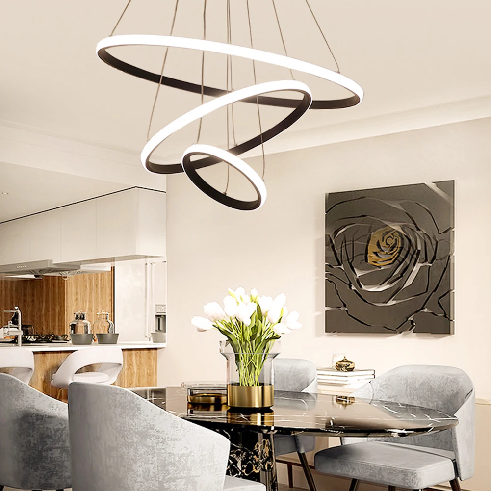 Nordic Luxury LED Pendant Chandelier Adjustable Indoor Lighting High Brightness Decor Ornament for Dining Bar Living Room Shop