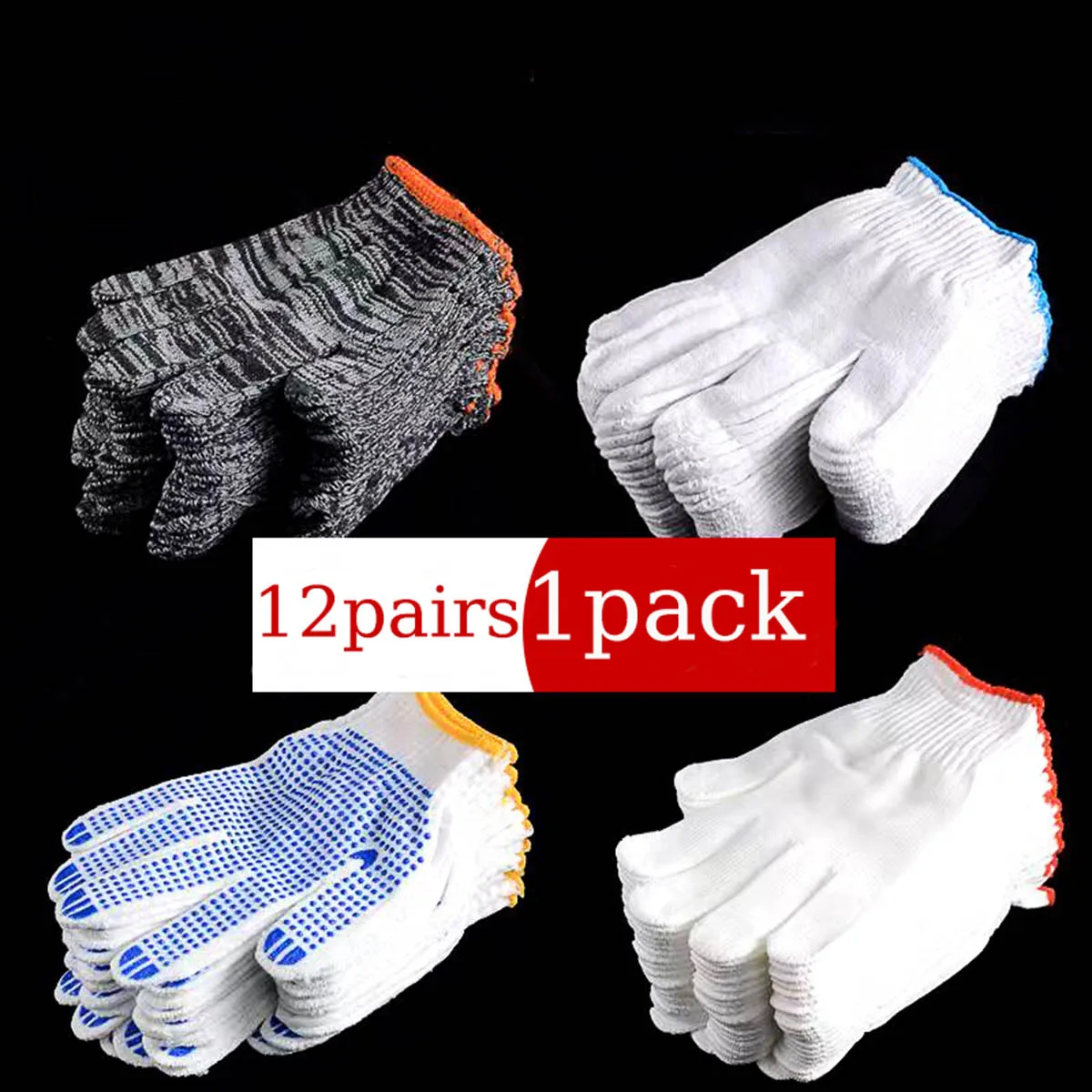 White yarn gloves, glue yarn gloves, labor protection gloves, pure cotton gloves, work handling gloves, hand protection, thicken