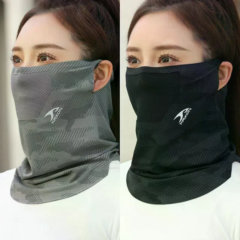 Sunscreen Face Mask Breathable Mesh Neck Gaiter Mask Scarf Ice Silk Outdoor Mask Driving Cycling Elastic Hanging Ear Mask