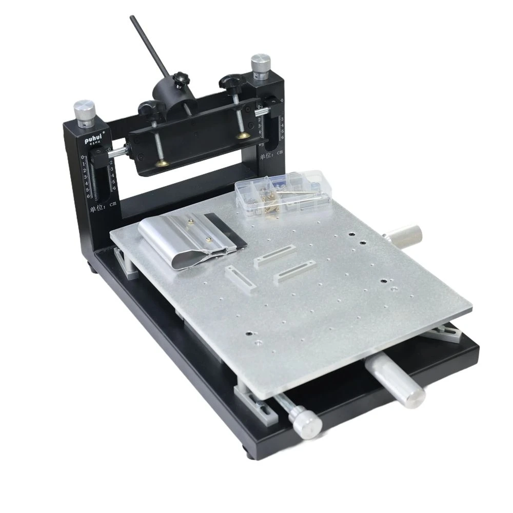 Stampante per allineamento stencil di precisione PUHUI 300x400mm PCB con supporto regolabile a vite Tavola serigrafica di precisione