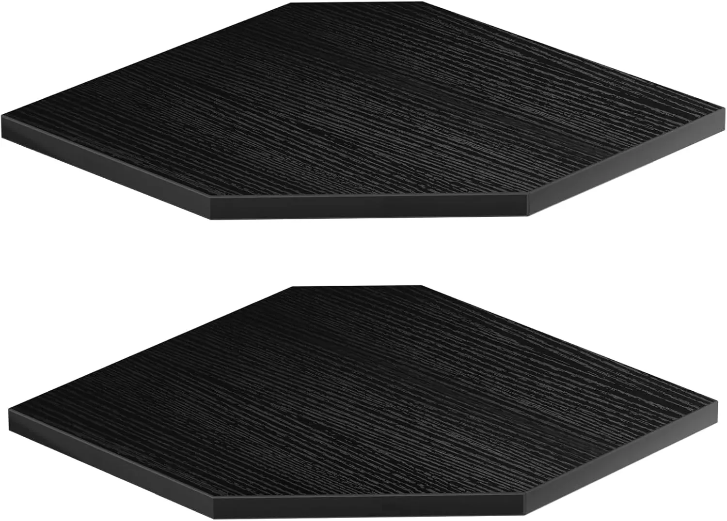 

12 Inch Corner Shelf Wall Mounted with Wire Hole, 2 Tier Wooden Hanging Shelves for Speaker and Cable Box Storage in Black