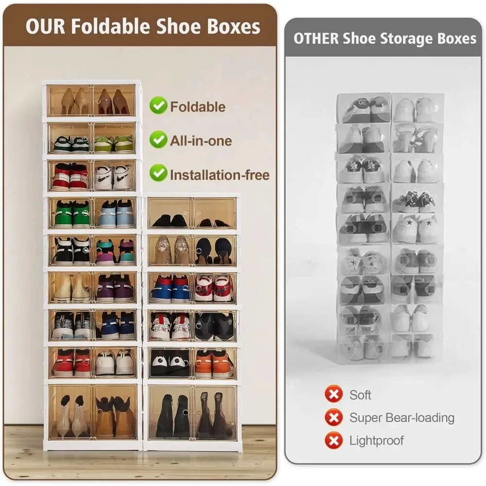 The shoe box can be folded, and a free storage box with a lid and wheels can be installed to stack the shoe cabinet