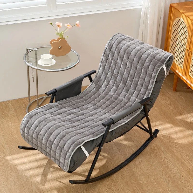 Thick Flannel Recliner Cushion Added Velvet Home Rocking Chair Backrest Office Nap Integrated Cushion for Comfortable Seating